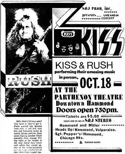 Annons för spelningen den 18 october, 1974.